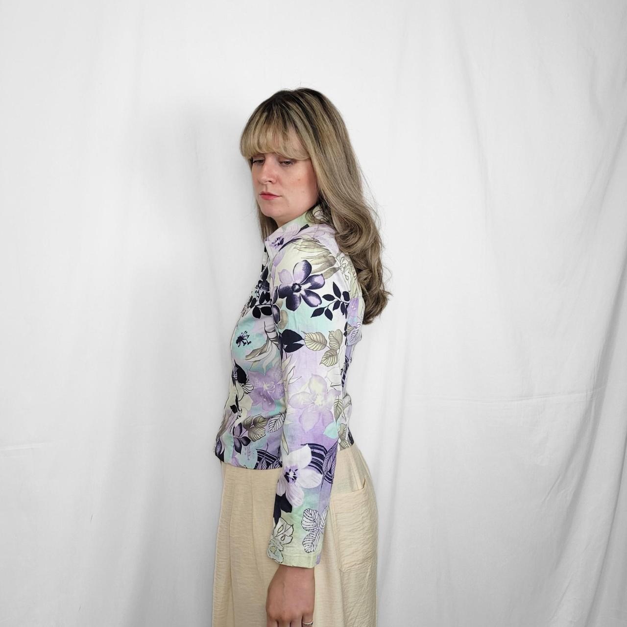 Vintage Y2K Floral Print Zip-Up Jacket