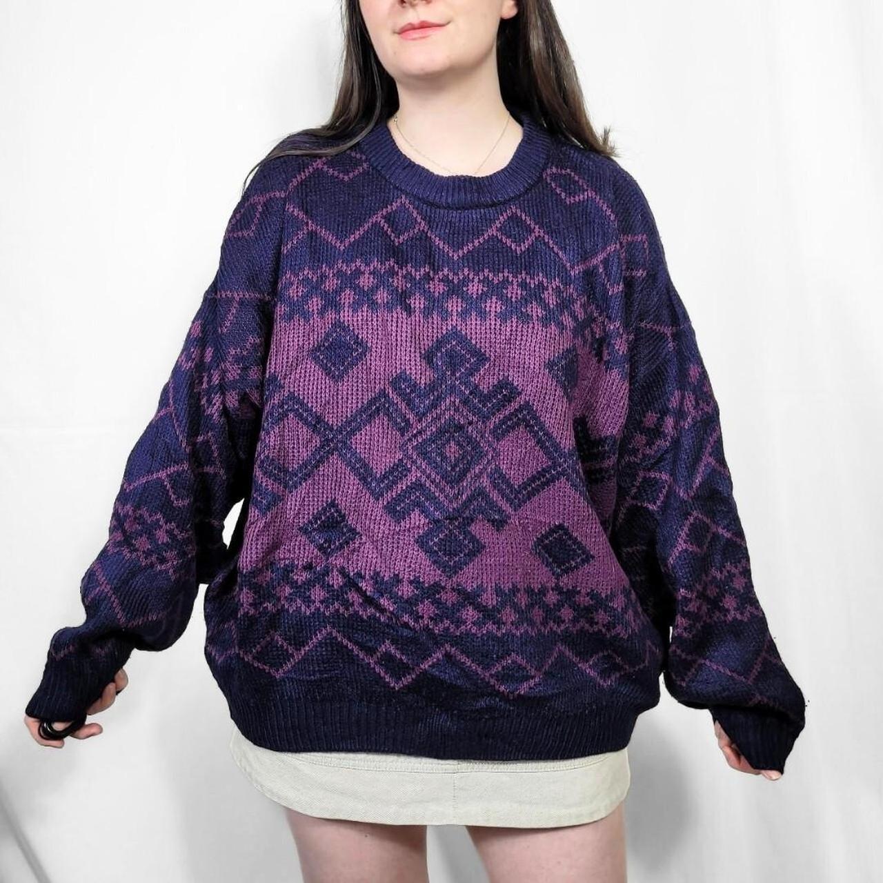 Vintage 80s Purple Funky Knit Jumper - St Michael
