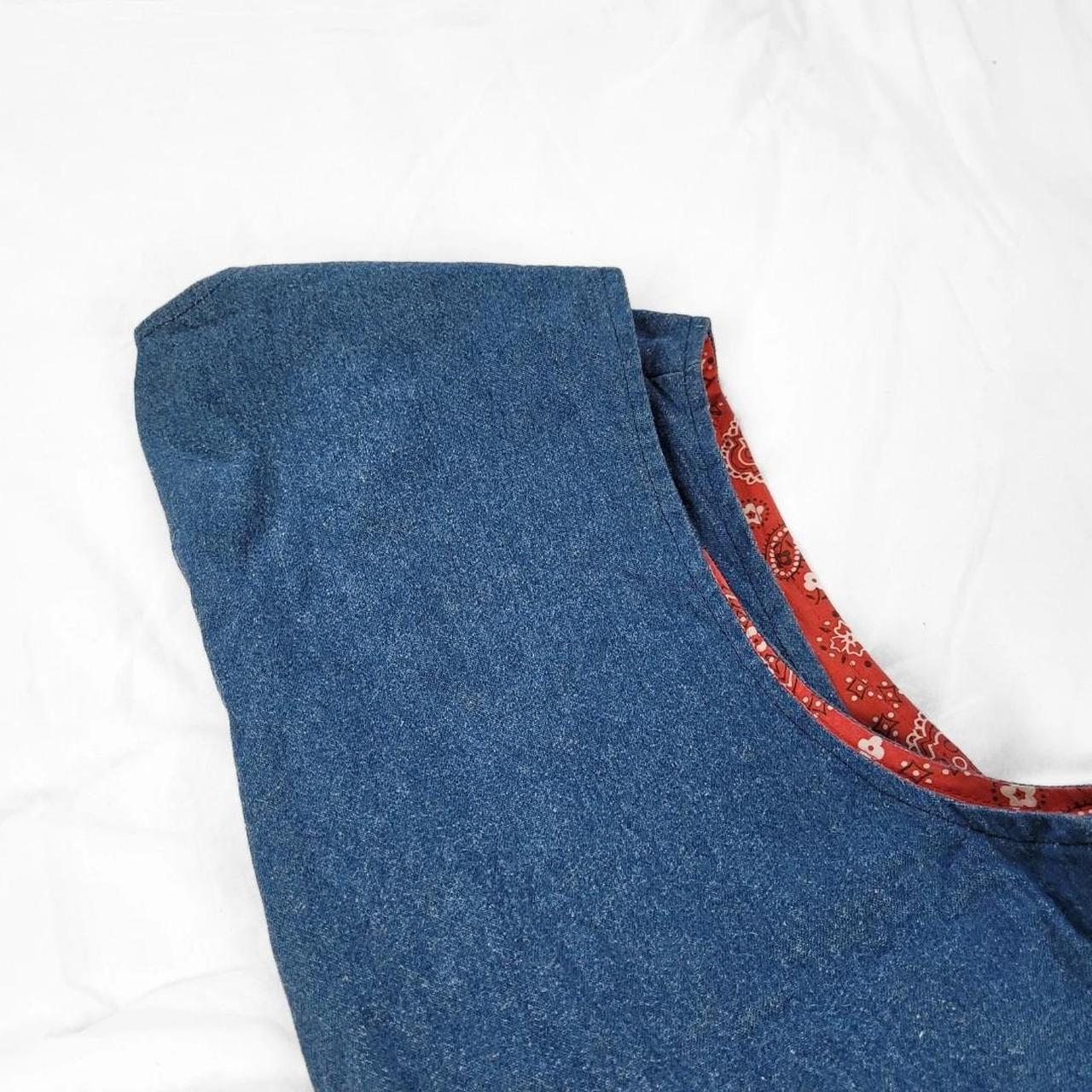 Vintage 90s Denim Waistcoat Vest – Reversible Red Paisley & Blue Denim