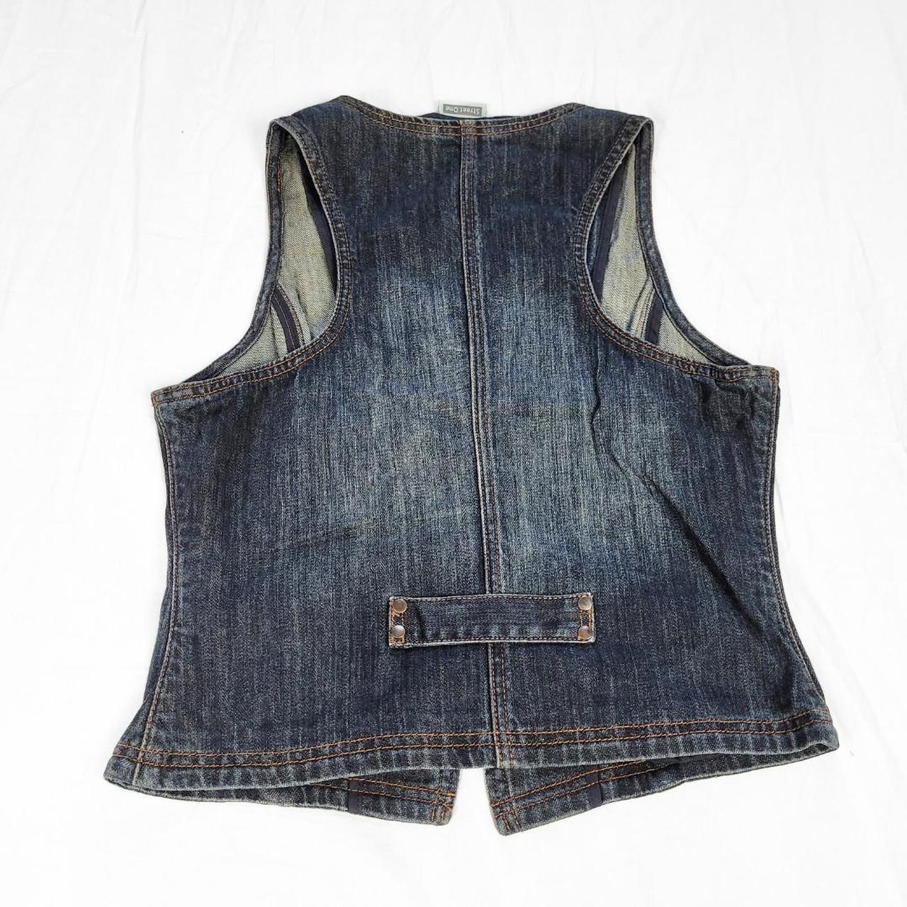 Vintage Y2K Dark Wash Denim Waistcoat Vest – Two-Button Street Style