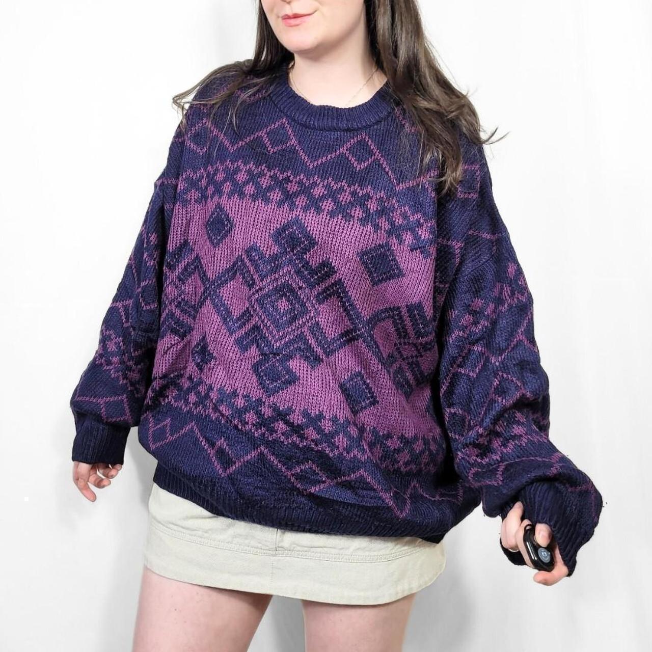 Vintage 80s Purple Funky Knit Jumper - St Michael