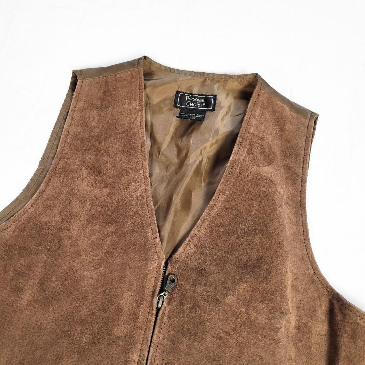 Vintage 90s Brown Suede Leather Zip-Up Waistcoat – Western Cowboy Vibes