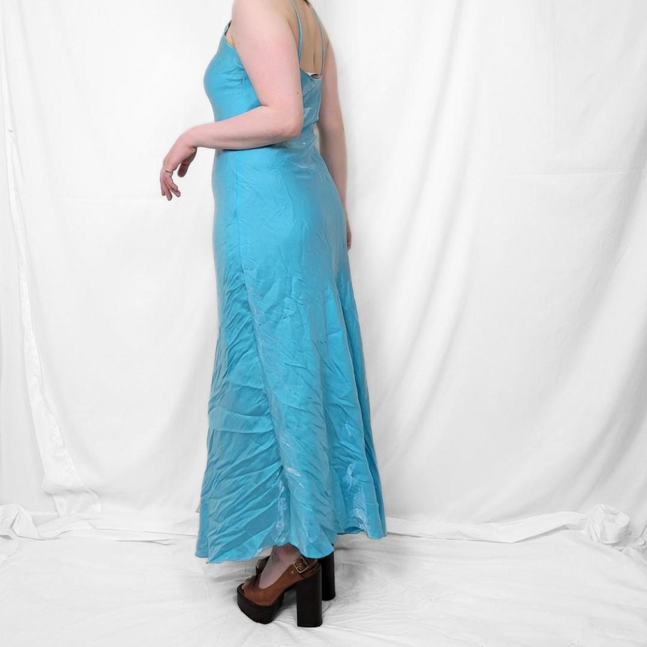 Y2K Light Blue Satin Maxi Dress – Fairycore Heaven