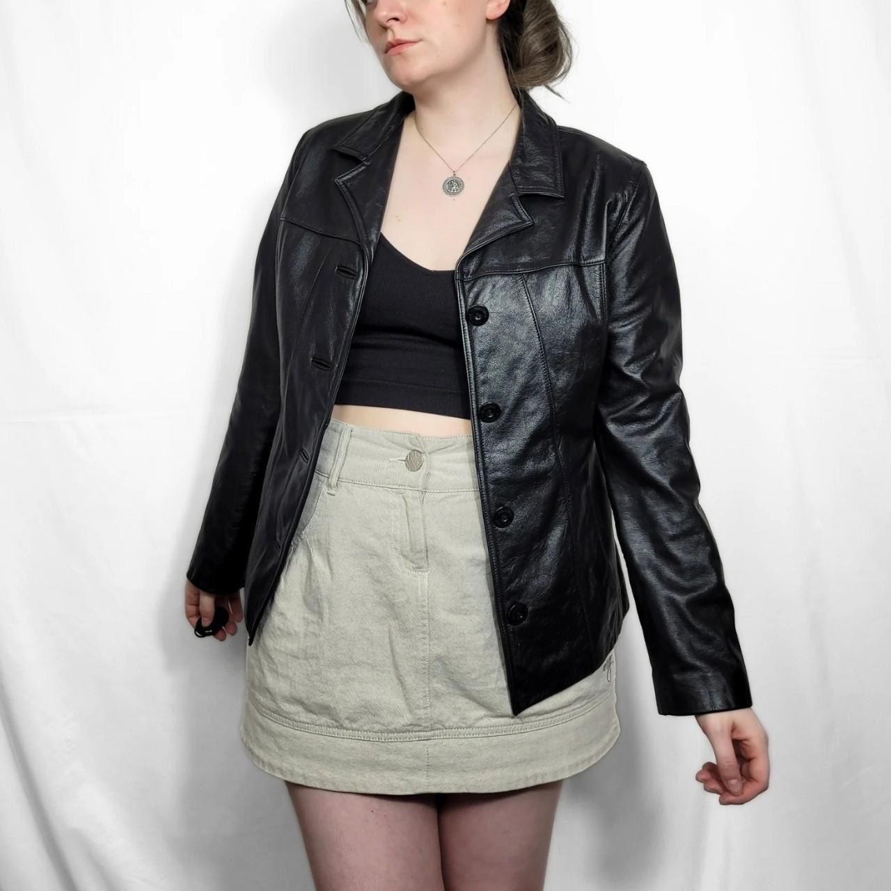 Vintage 90s Black Leather Blazer Jacket