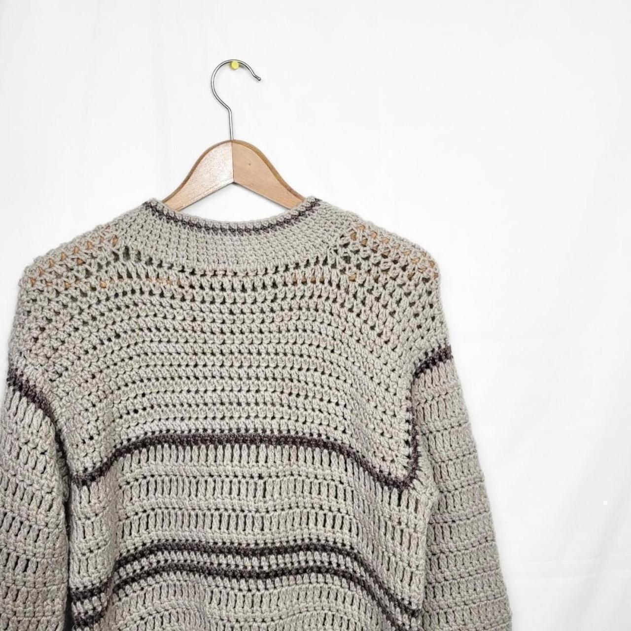 Vintage 80s Brown Striped Knitted Jumper - Handmade