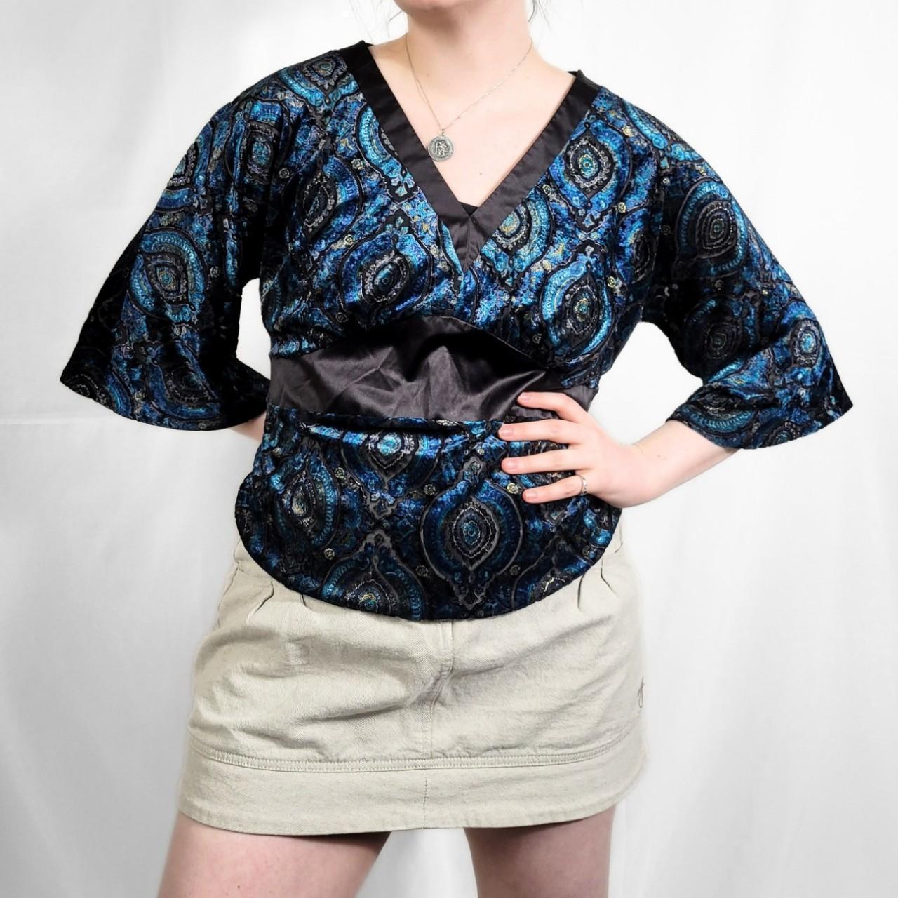 Vintage Y2K Paisley Print Velvet Flare Sleeve Top – Marks & Spencer