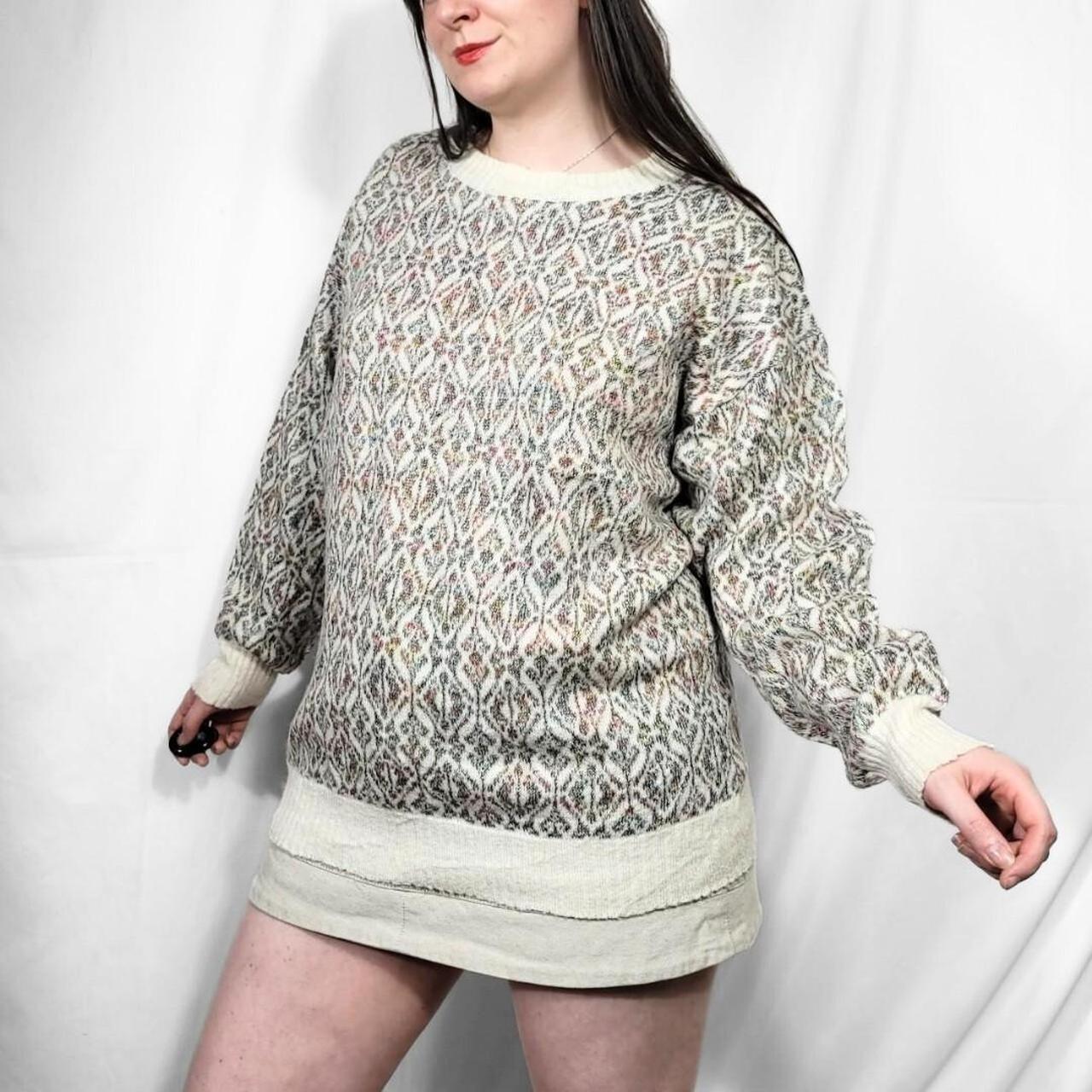 Vintage 80s Cream Pattern Knit Jumper