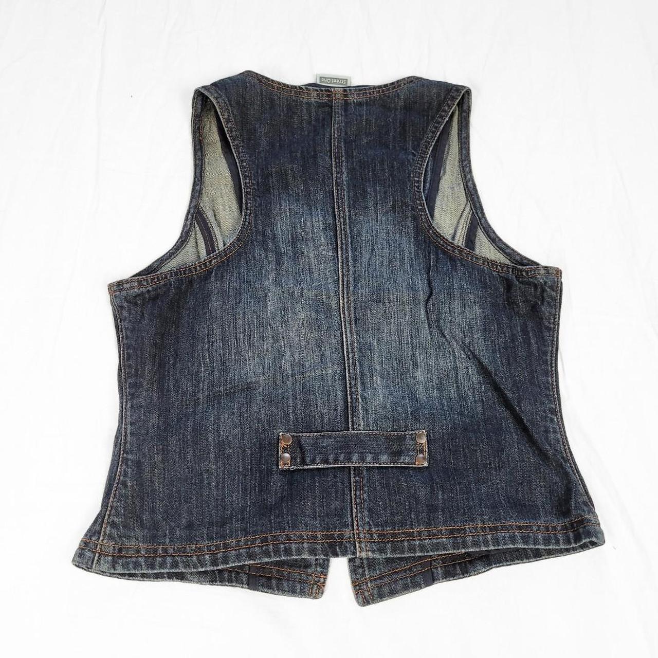 Vintage Y2K Dark Wash Denim Waistcoat Vest – Two-Button Street Style