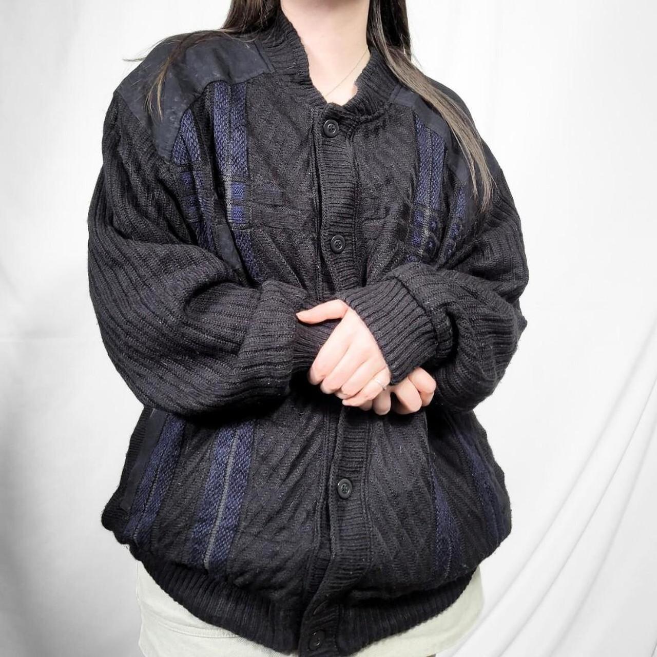 Vintage 90s Black Grunge Textured Knit Cardigan