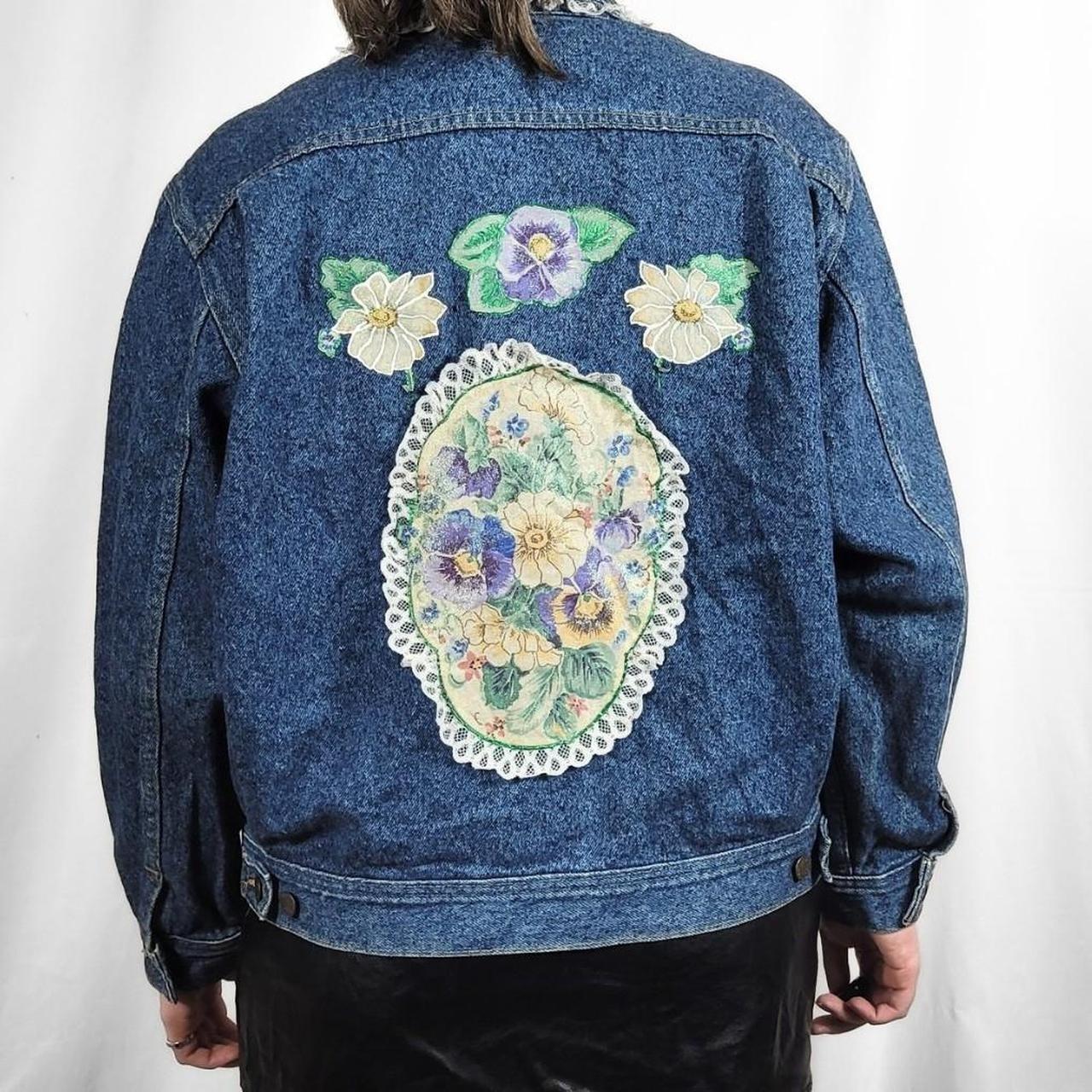 Vintage 90s Lee Floral Pattern DIY Denim Jacket