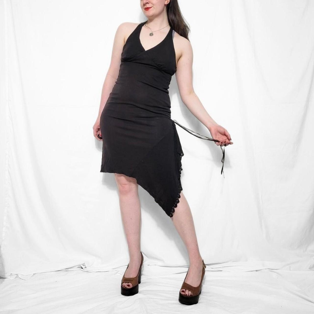 Y2K Black Asymmetrical Halterneck Dress