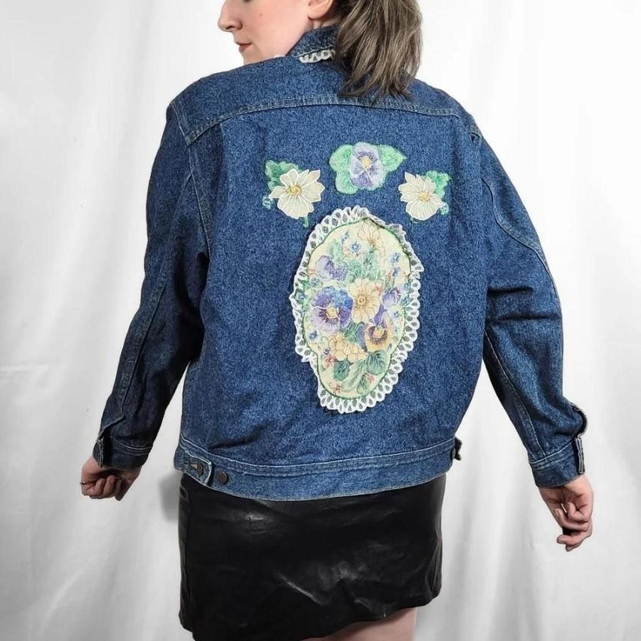 Vintage 90s Lee Floral Pattern DIY Denim Jacket