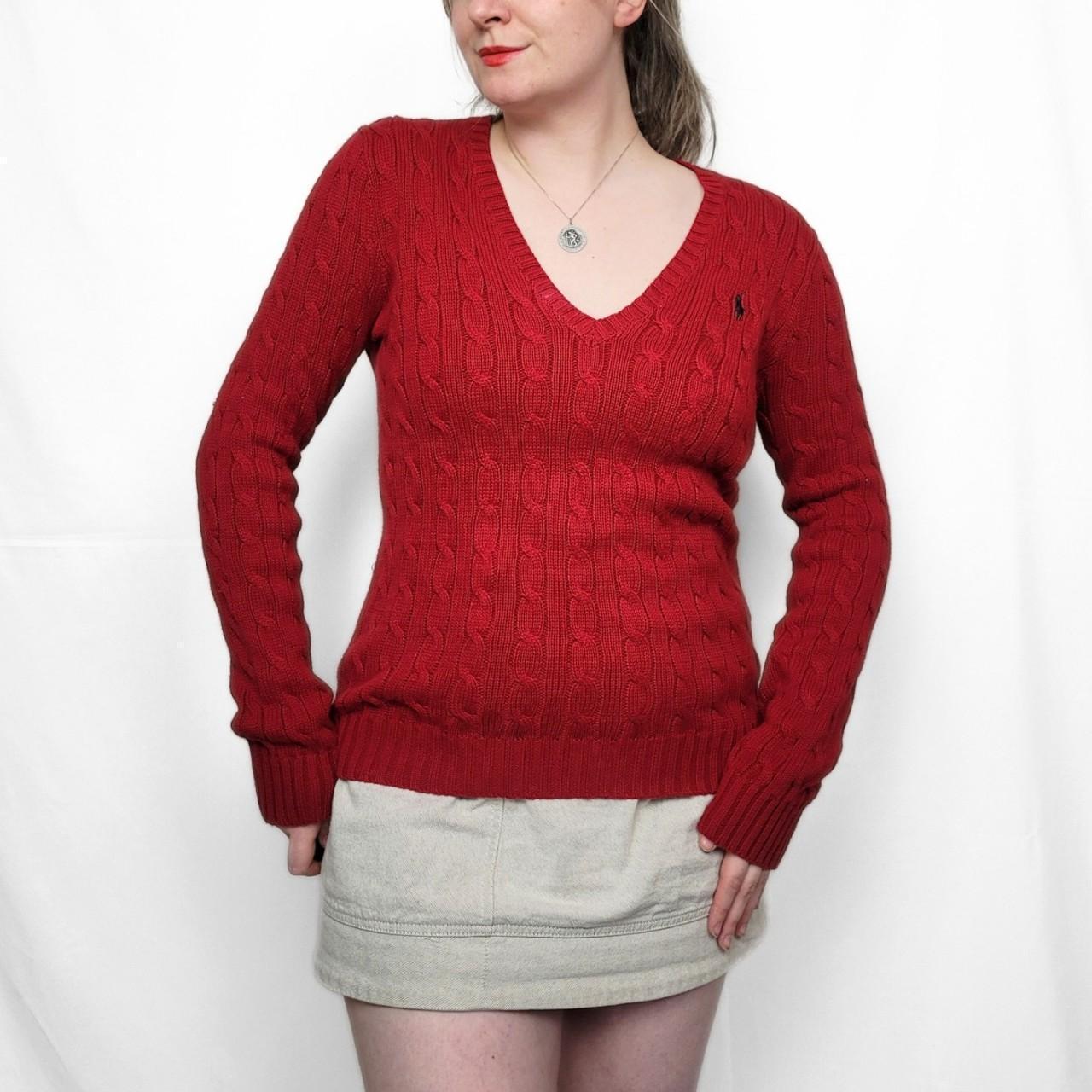 Vintage Y2K Ralph Lauren V-Neck Cable Knit Sweater