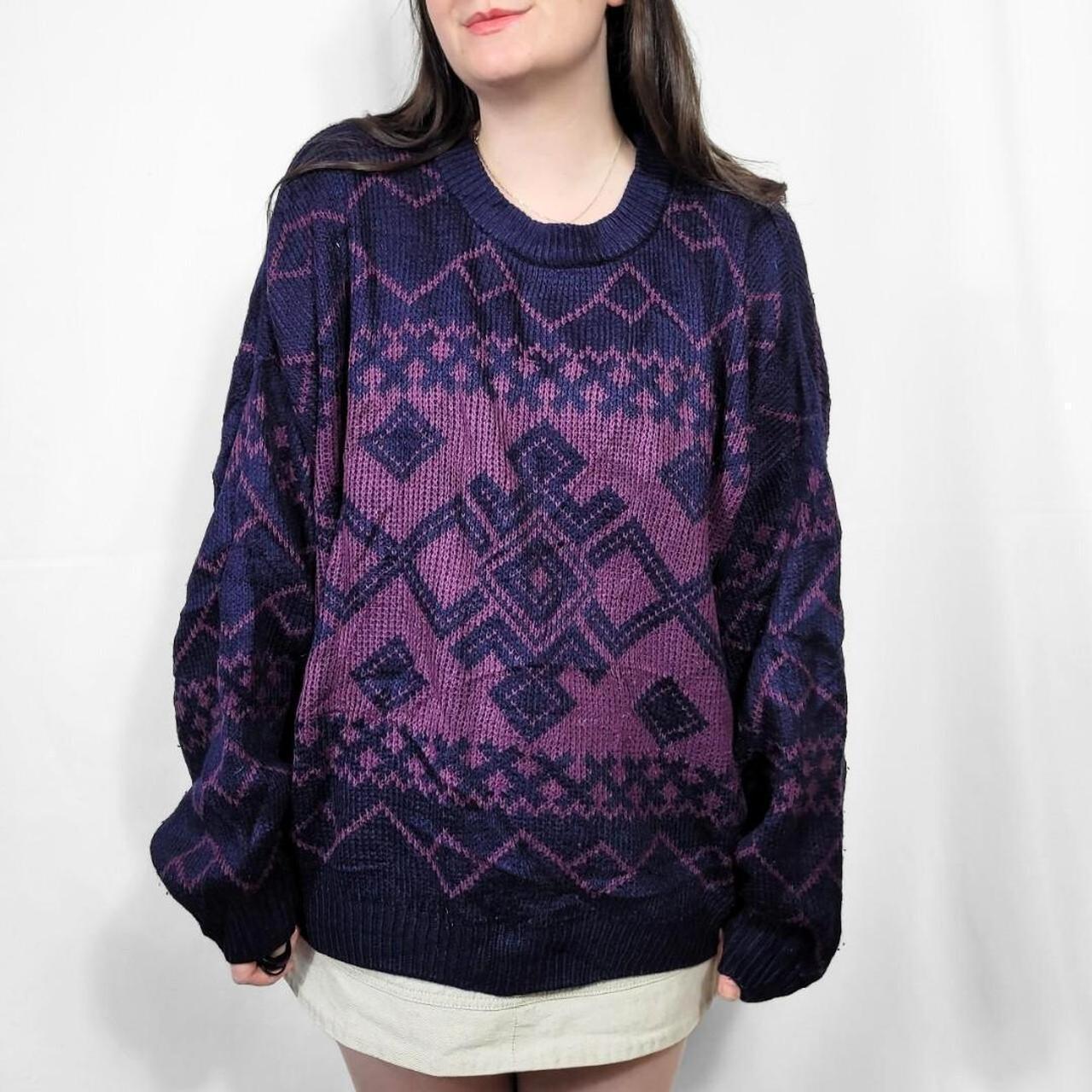 Vintage 80s Purple Funky Knit Jumper - St Michael