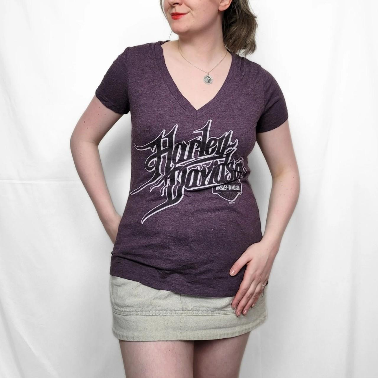 Vintage Y2K Harley Davidson Purple Graphic Print T-Shirt