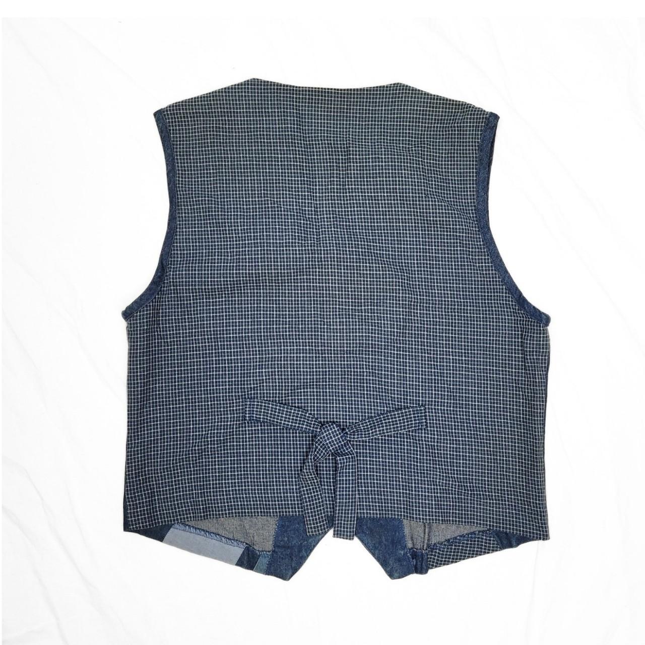 Vintage 90s Blue Patchwork Boho Vest/ Waistcoat