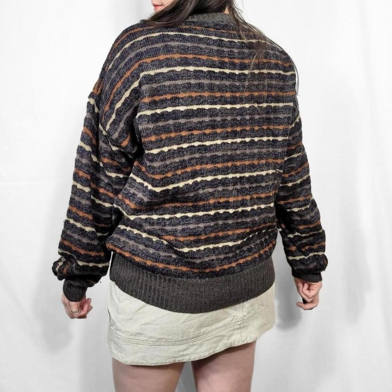 Vintage 80s Brown & Cream Stripe Knit Sweater