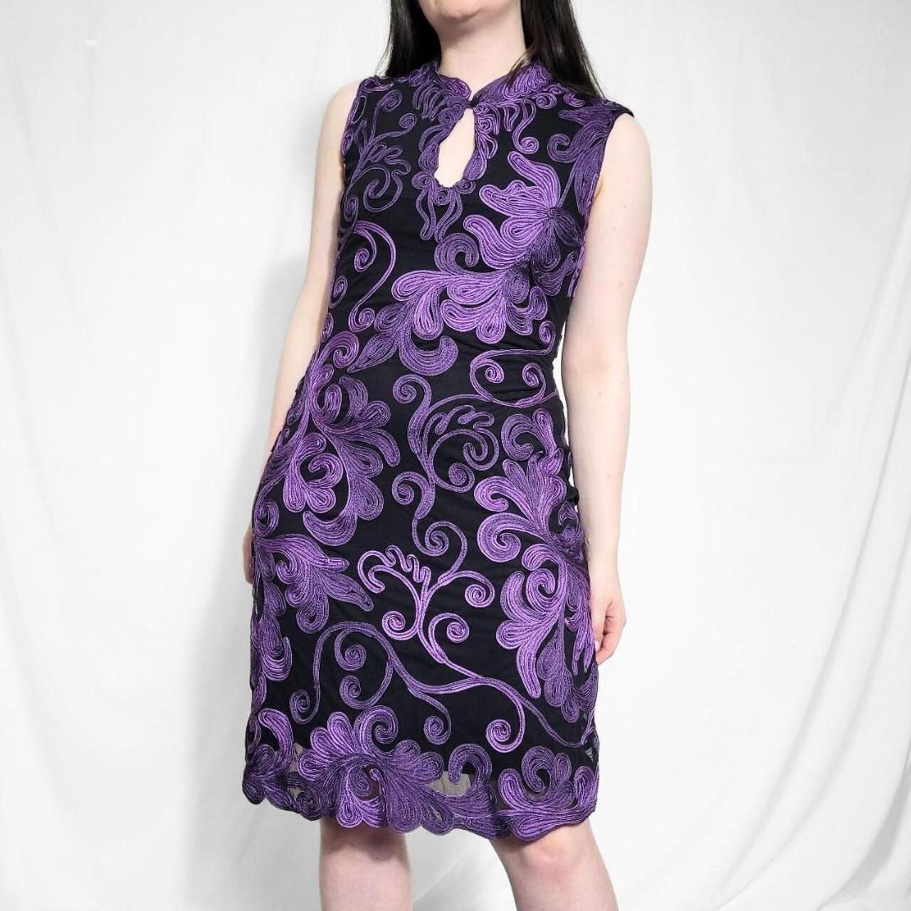 Y2K Purple Floral Mesh Midi Dress by Phase Eight