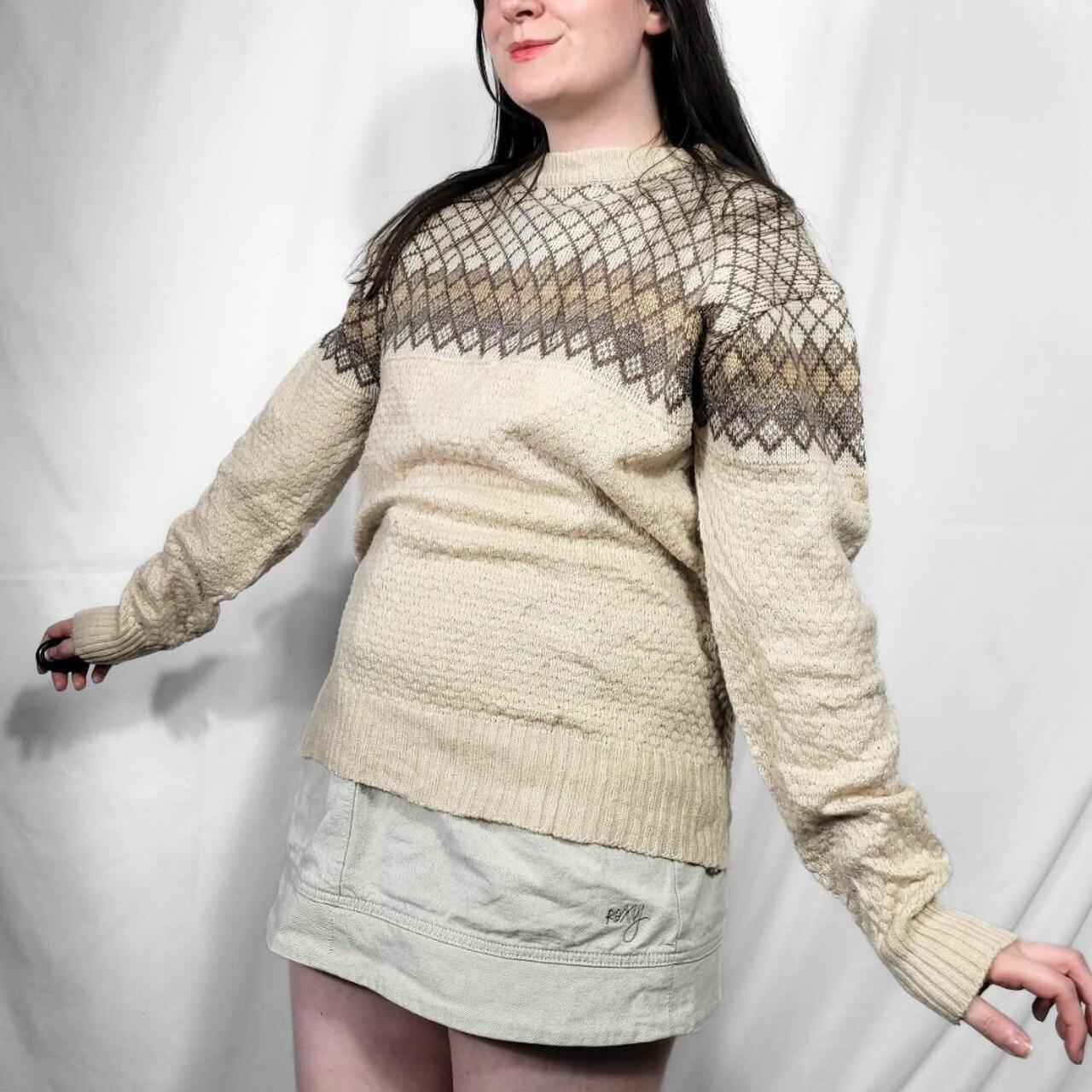 Vintage 80s Cream Ethnic Knit Jumper