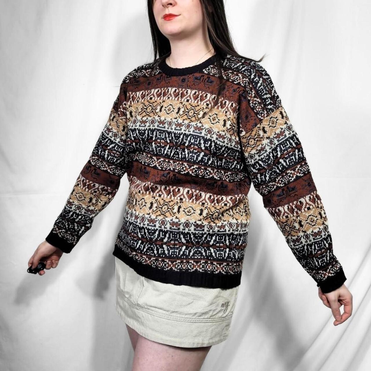 Vintage 90s Multi-Coloured Abstract Knit Jumper