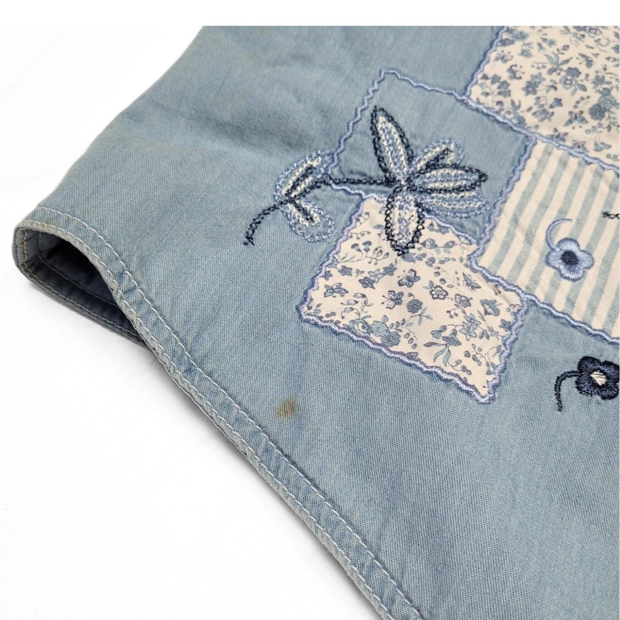 Vintage Y2K Light Blue Patchwork Floral Waistcoat