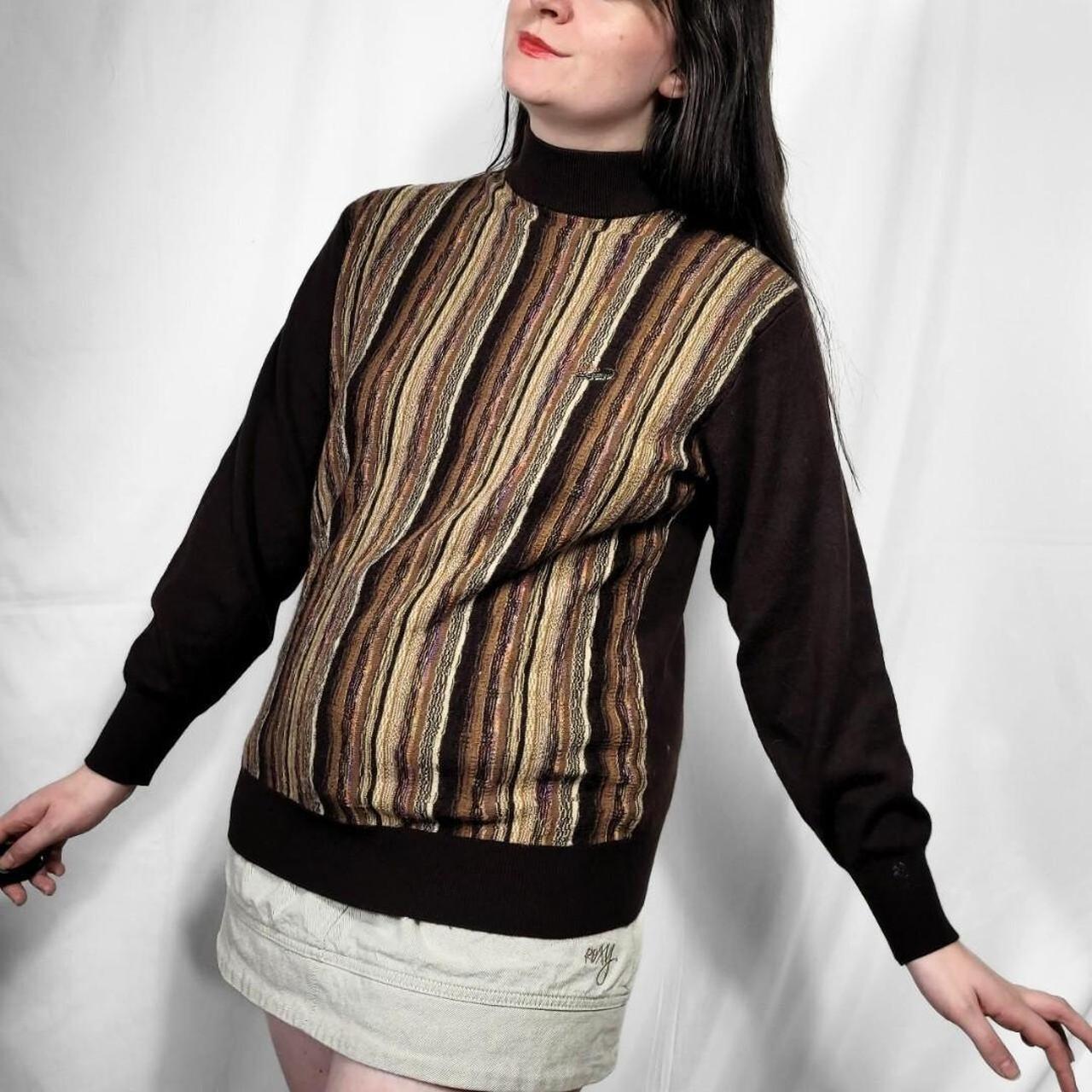Vintage 80s Brown Stripe Knit Jumper