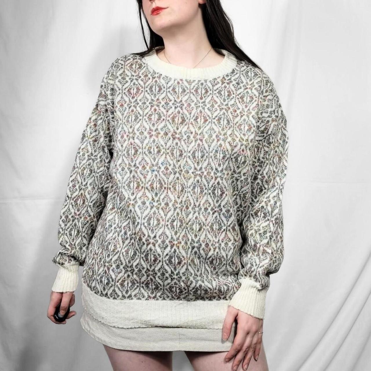 Vintage 80s Cream Pattern Knit Jumper