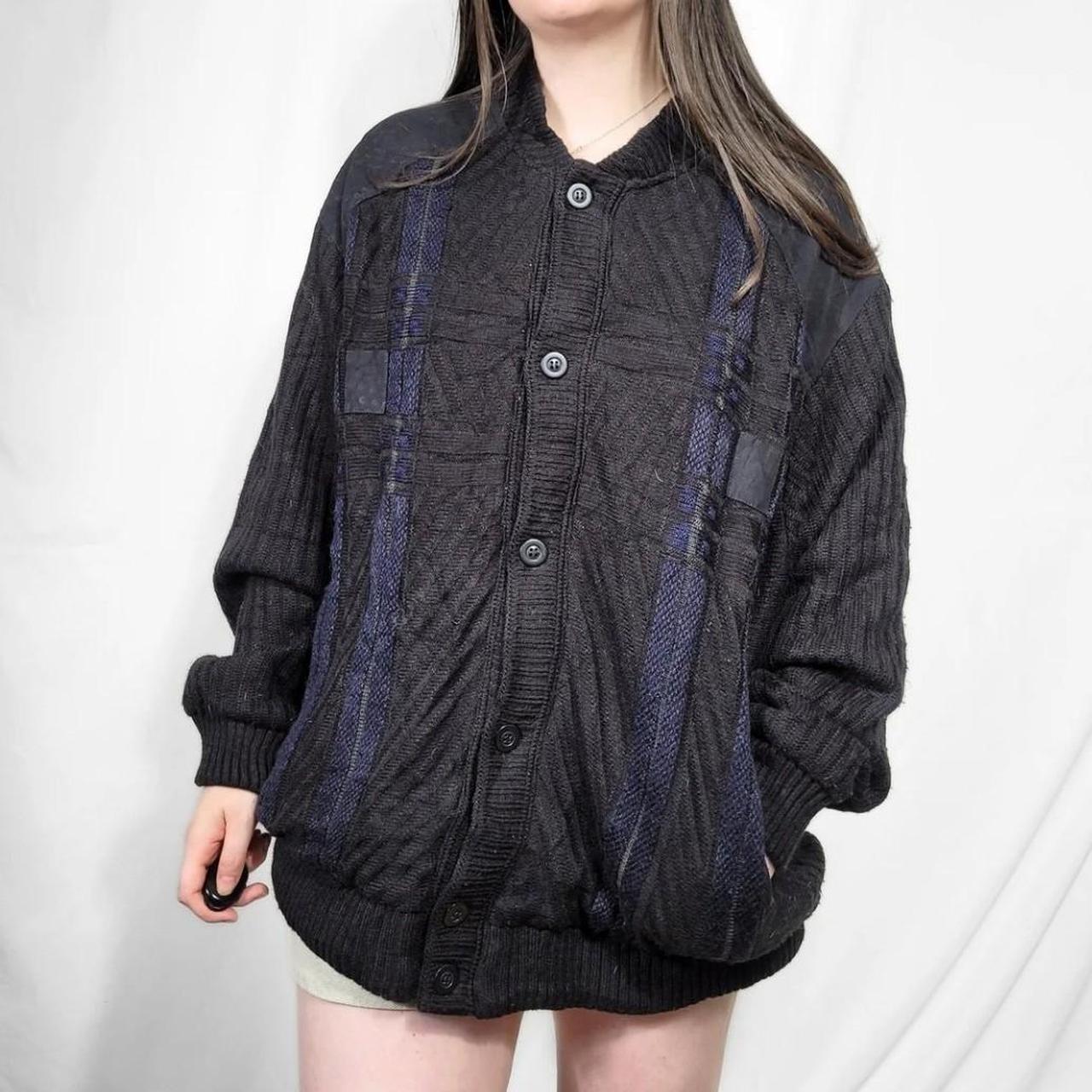 Vintage 90s Black Grunge Textured Knit Cardigan