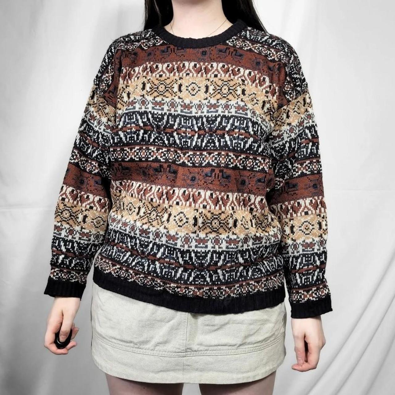 Vintage 90s Multi-Coloured Abstract Knit Jumper