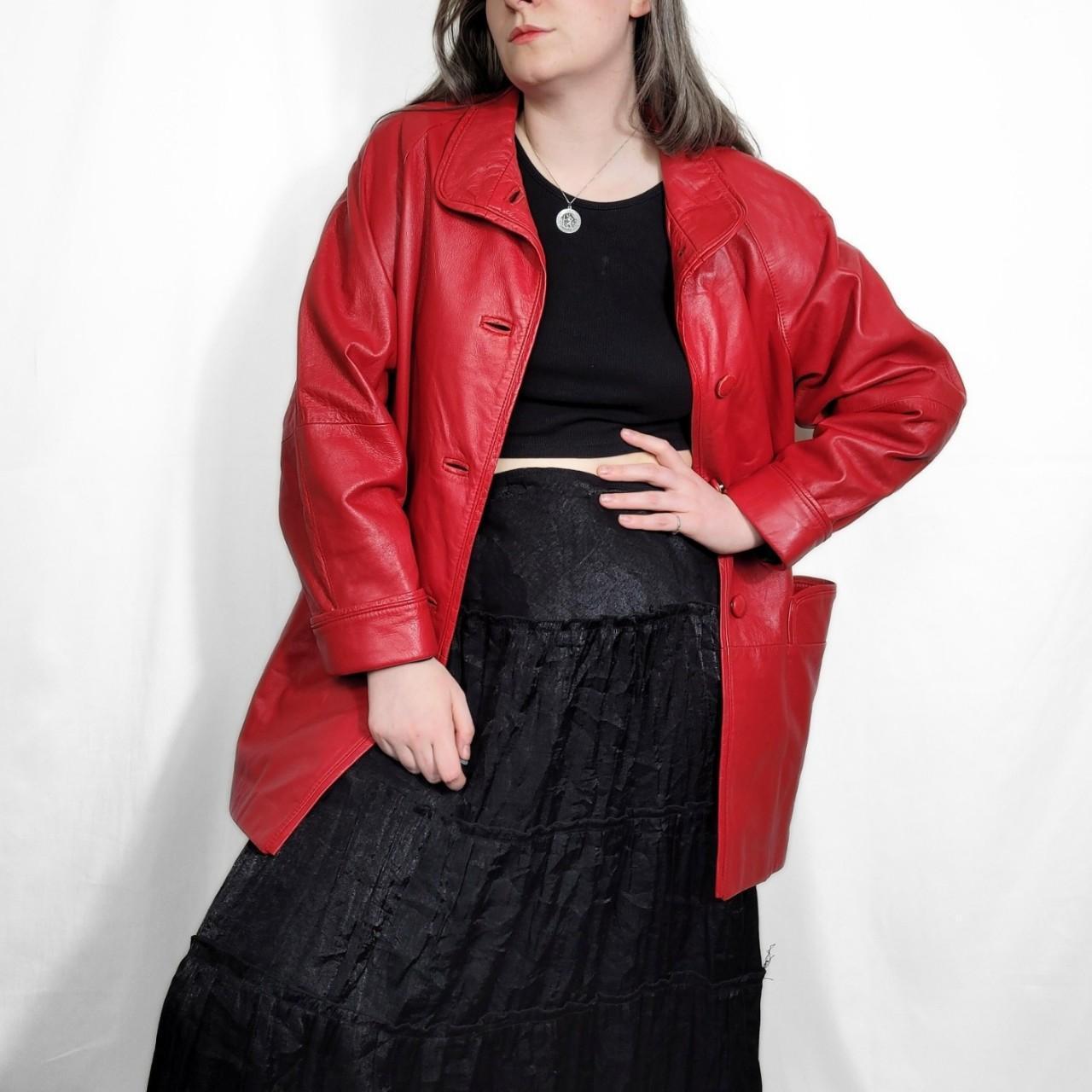 Vintage 80s Red Leather Blazer Jacket / Coat