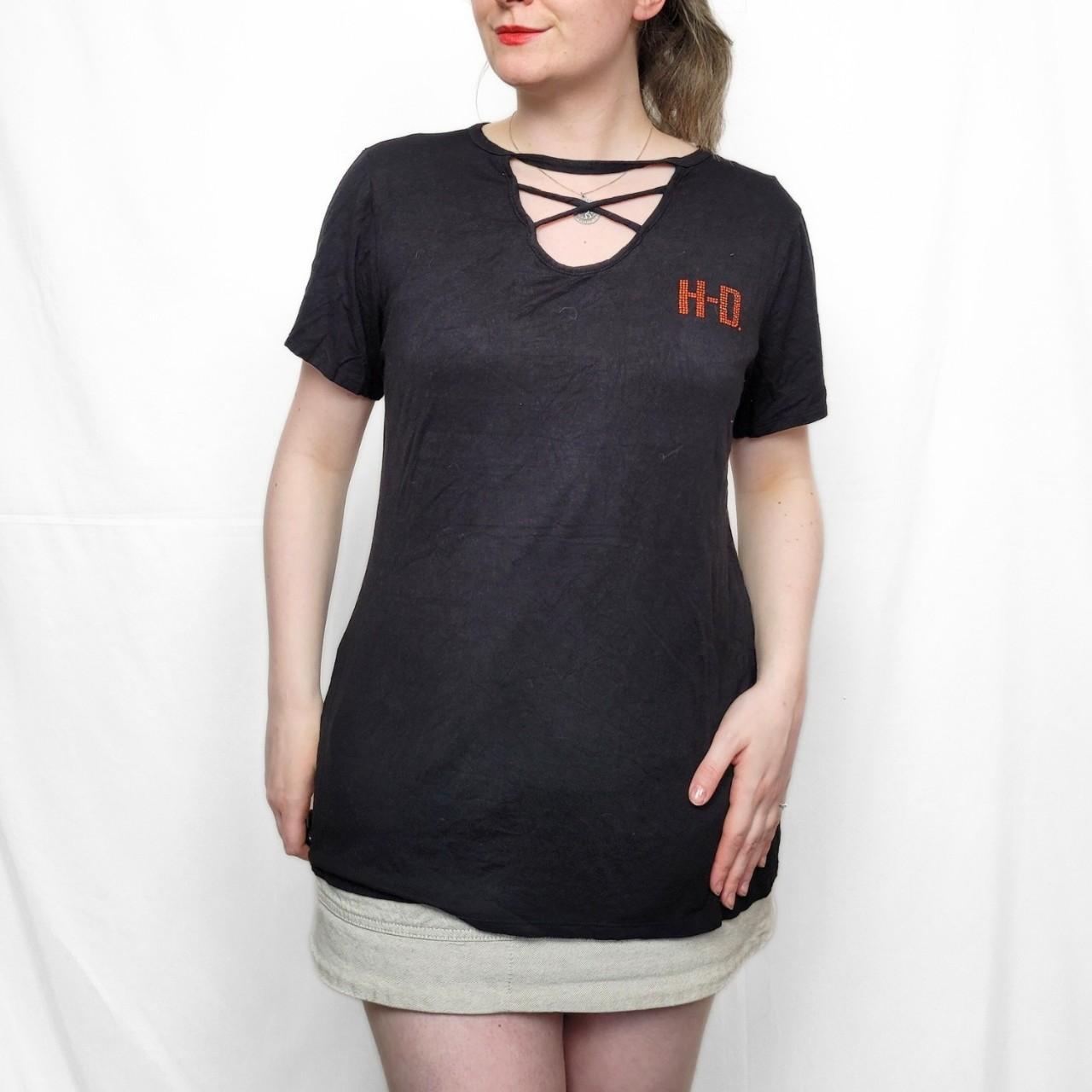 Vintage Y2K Harley Davidson Black Rhinestone Top