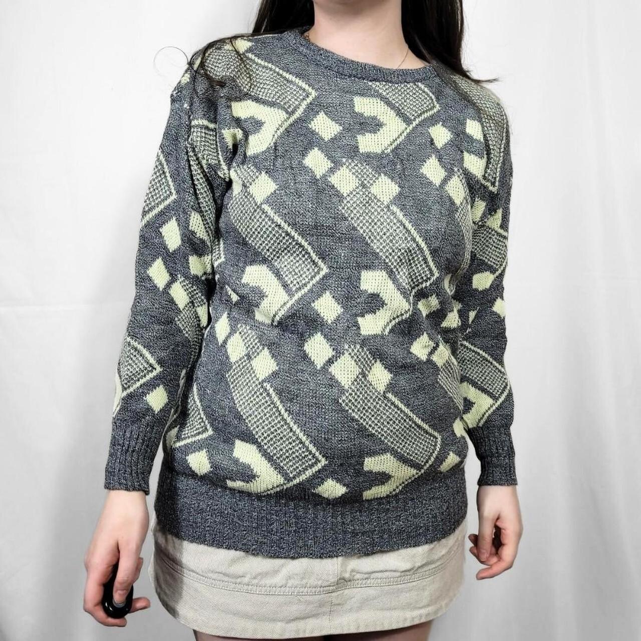 Vintage 80s Grunge Patterned Knit Jumper