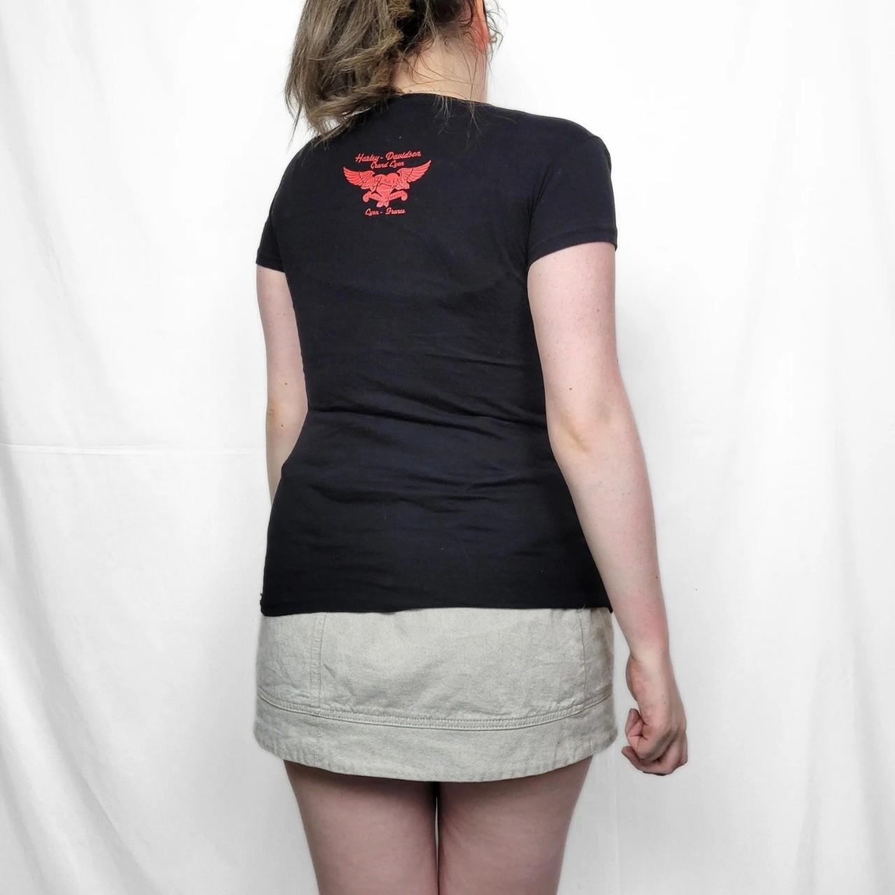 Vintage Y2K Harley Davidson Black Rose Pattern T Shirt