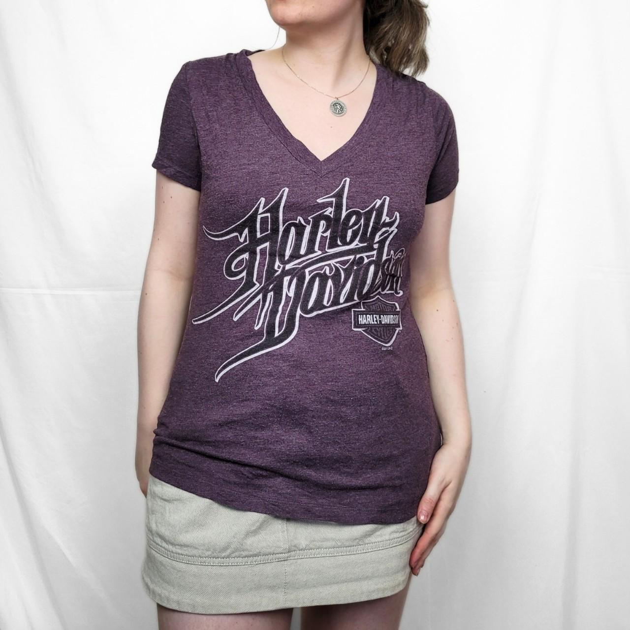 Vintage Y2K Harley Davidson Purple Graphic Print T-Shirt