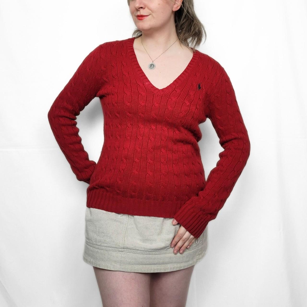 Vintage Y2K Ralph Lauren V-Neck Cable Knit Sweater