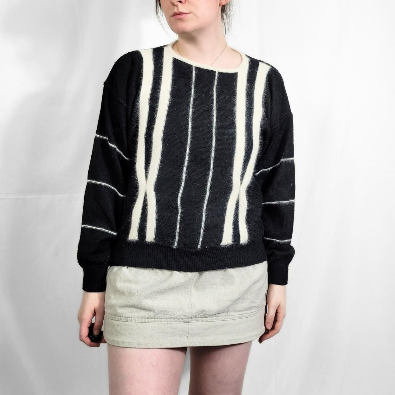 Vintage 80s Black Pattern Mohair Knitted Jumper