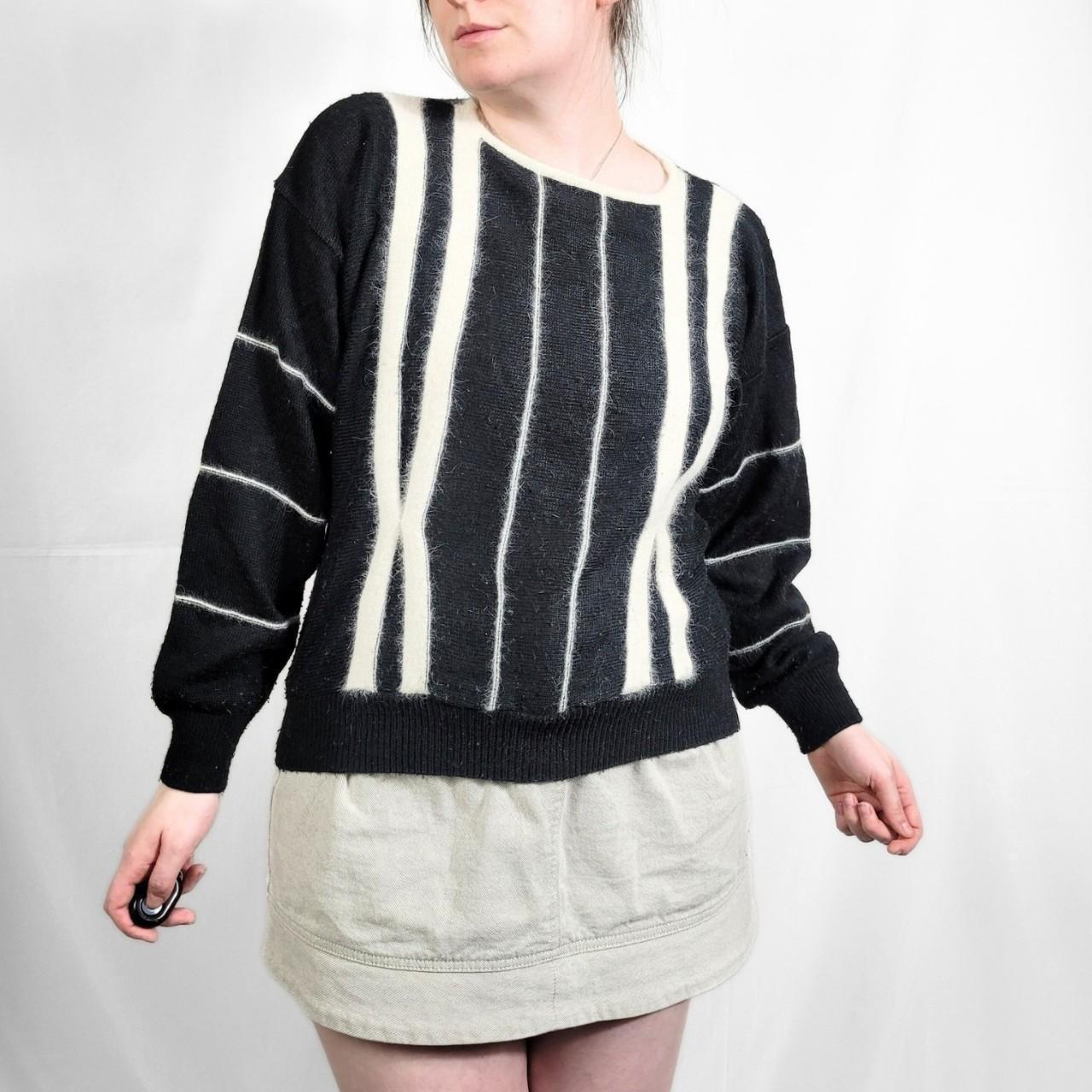 Vintage 80s Black Pattern Mohair Knitted Jumper