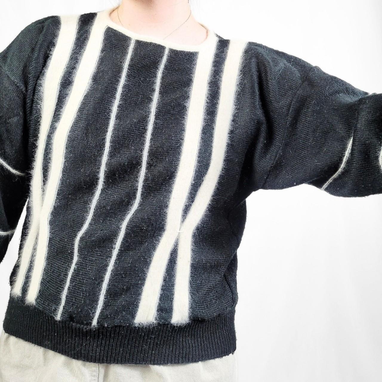 Vintage 80s Black Pattern Mohair Knitted Jumper