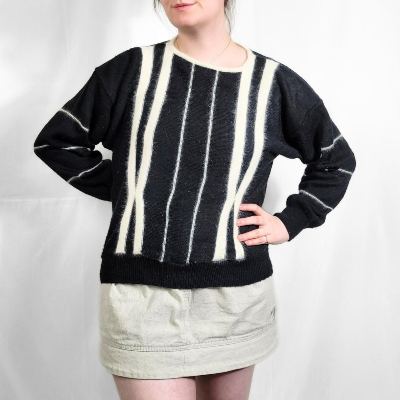 Vintage 80s Black Pattern Mohair Knitted Jumper