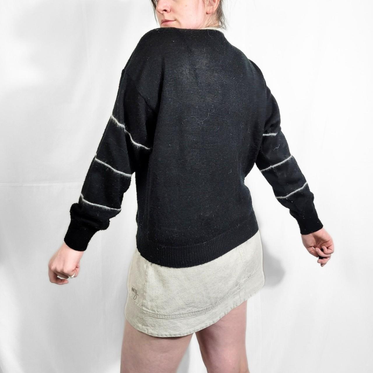 Vintage 80s Black Pattern Mohair Knitted Jumper