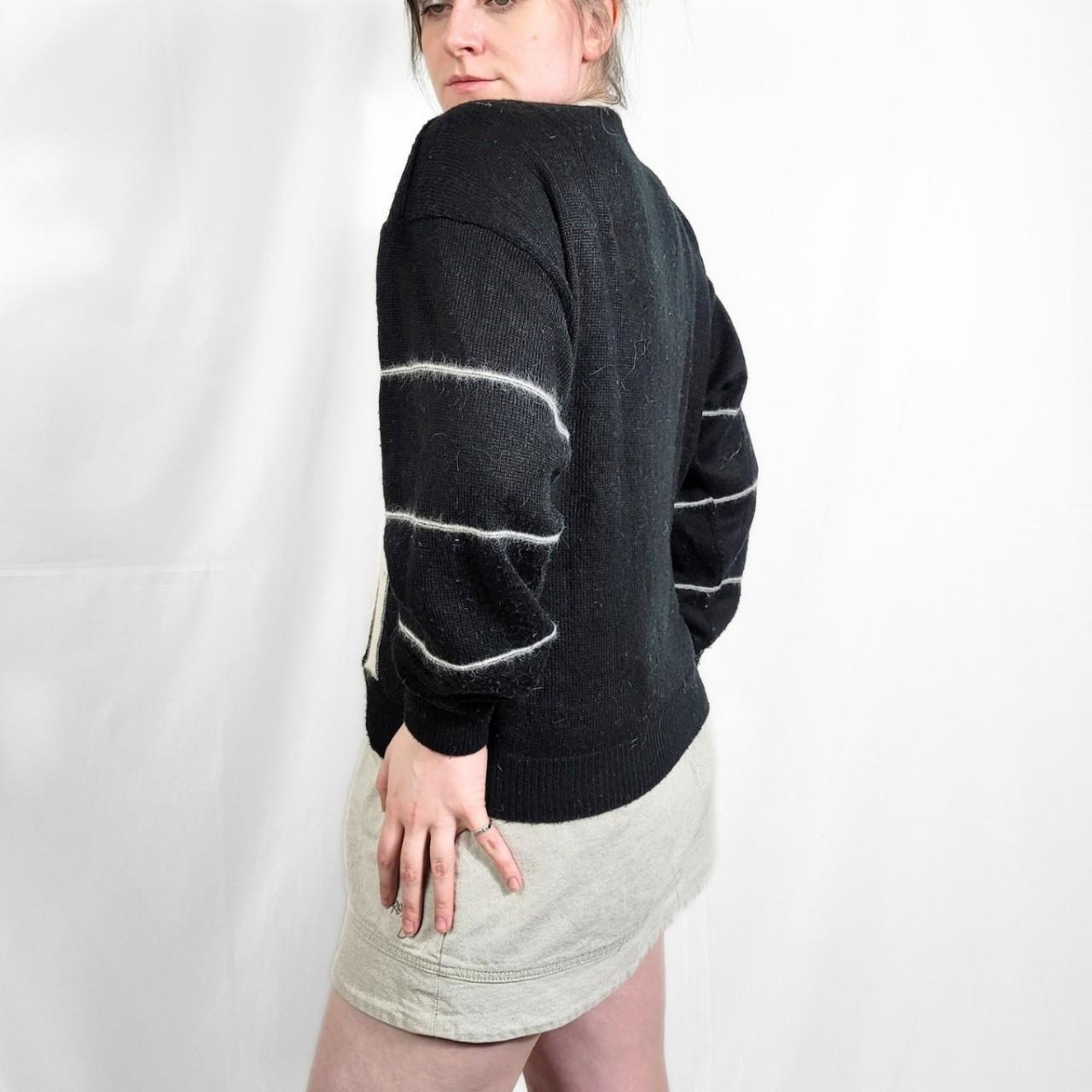 Vintage 80s Black Pattern Mohair Knitted Jumper