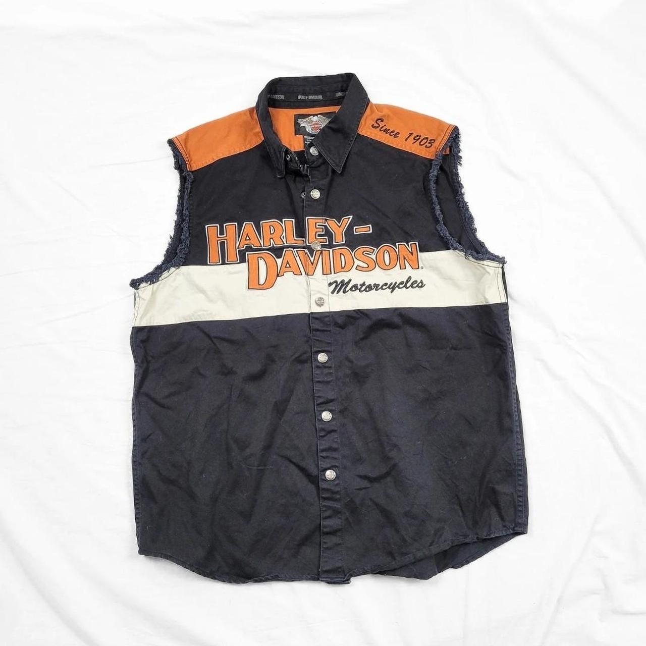 Harley Davidson Black & Orange Streetwear Vest | Size L | Biker Chic Vibes