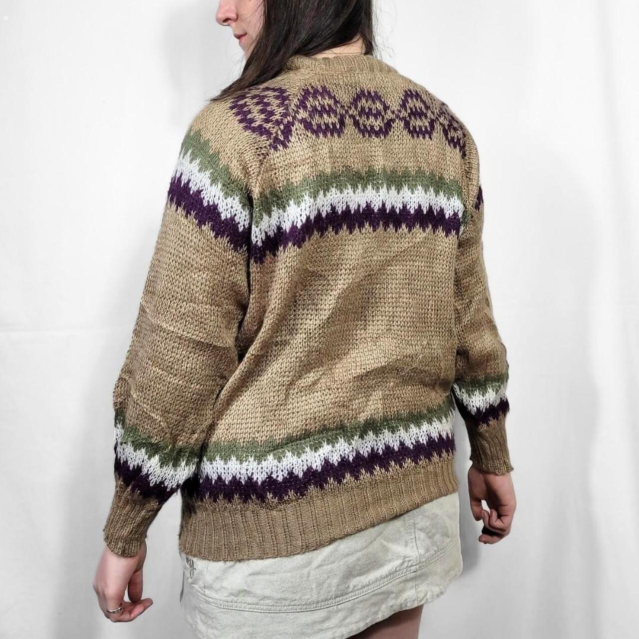 Vintage 90s Brown Ethnic Pattern Knitted Jumper