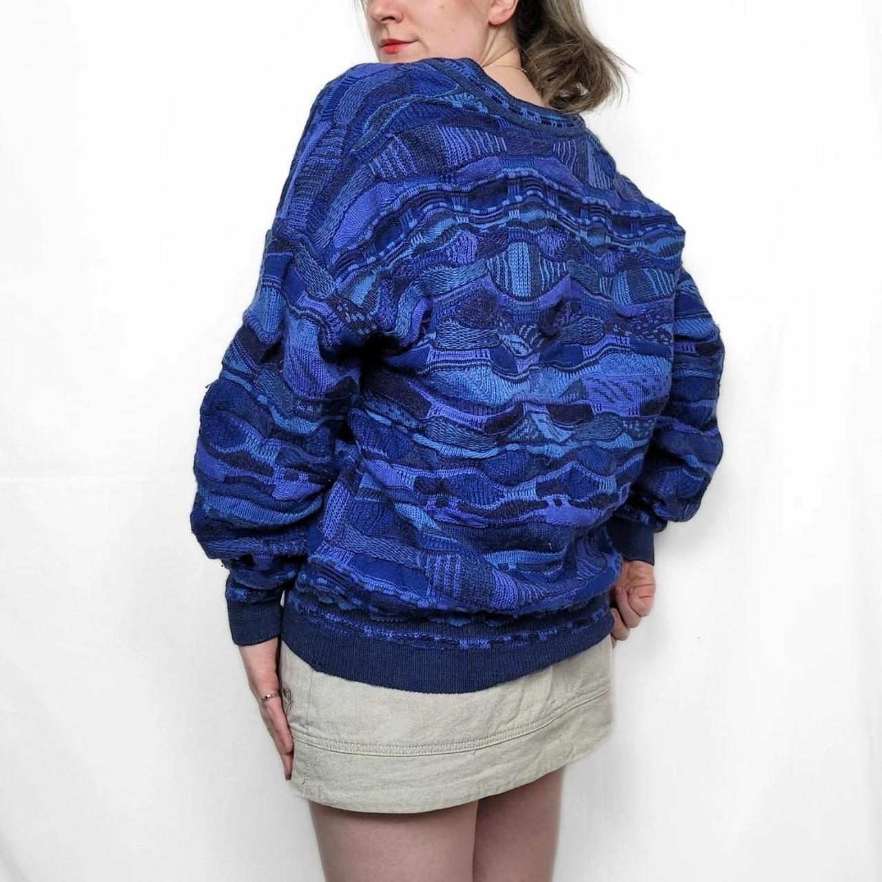 Vintage 90s Blue Coogi Style Knitted Cardigan