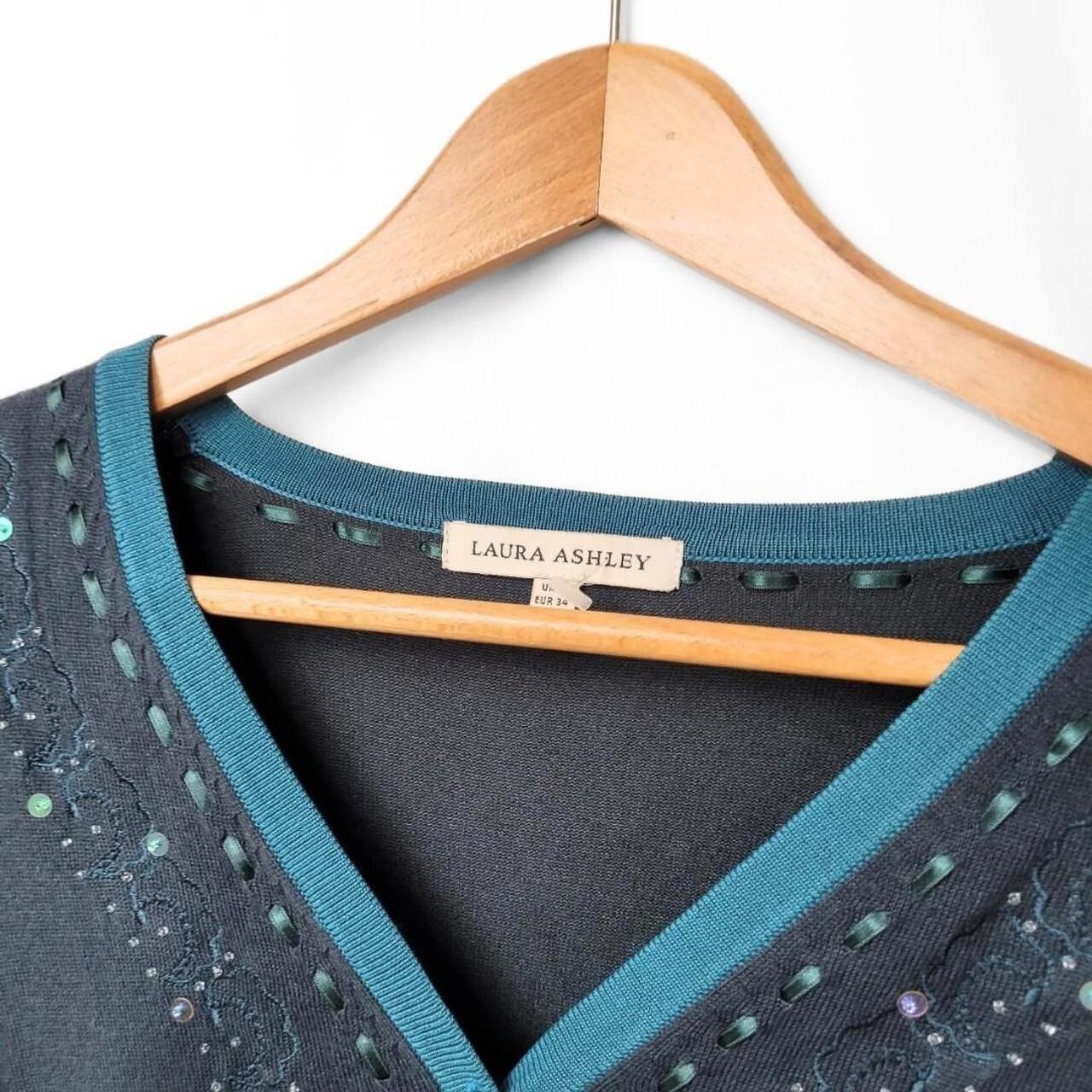 Laura Ashley Y2K Turquoise Knit Cardigan