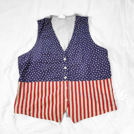 Vintage 90s American Flag Denim Waistcoat