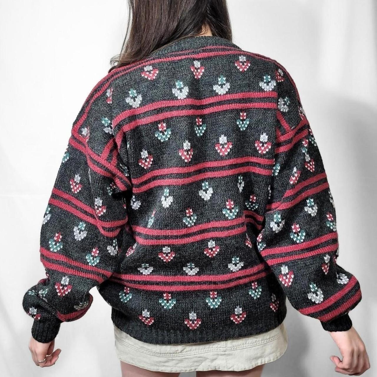 Vintage 90s Retro Floral Knitted Sweater