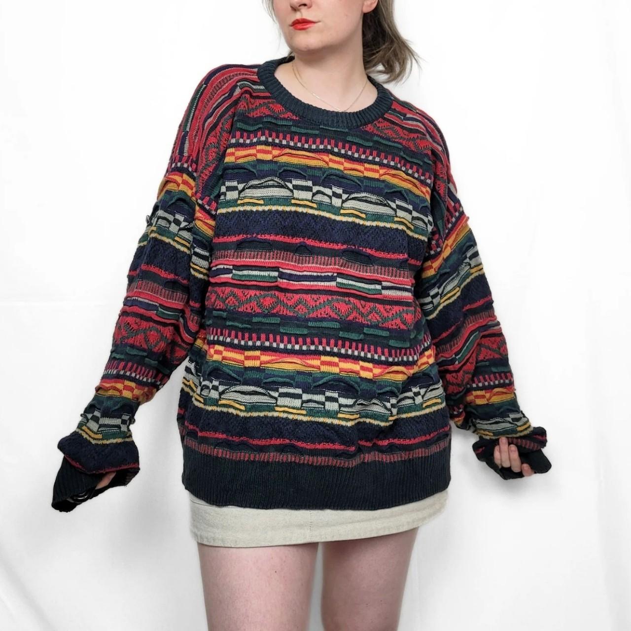 90s Vintage Multicolor Coogi Style Striped Knit Sweater