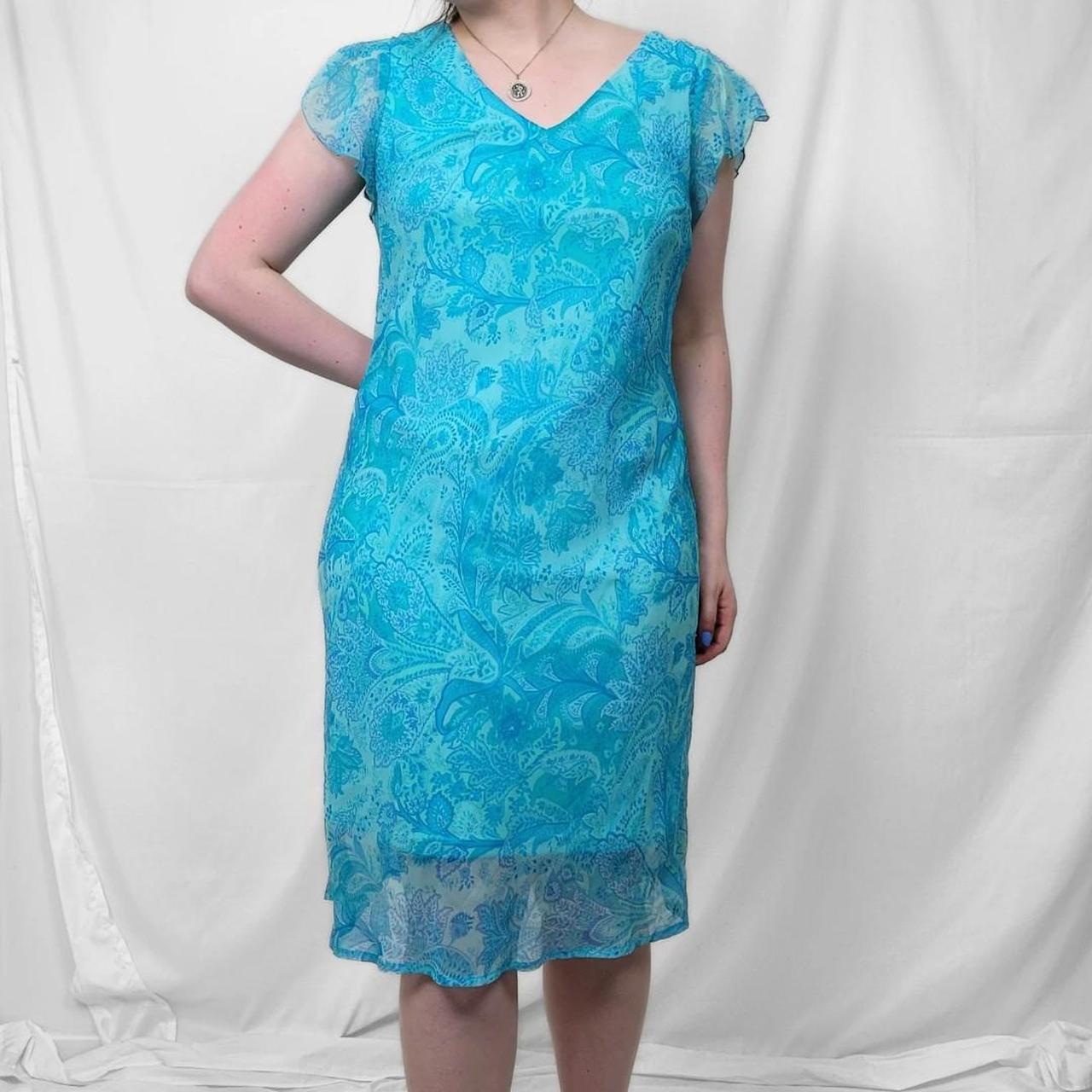Vintage Y2K Blue Paisley Sheer Midi Dress – Whimsygoth Fairy Vibes