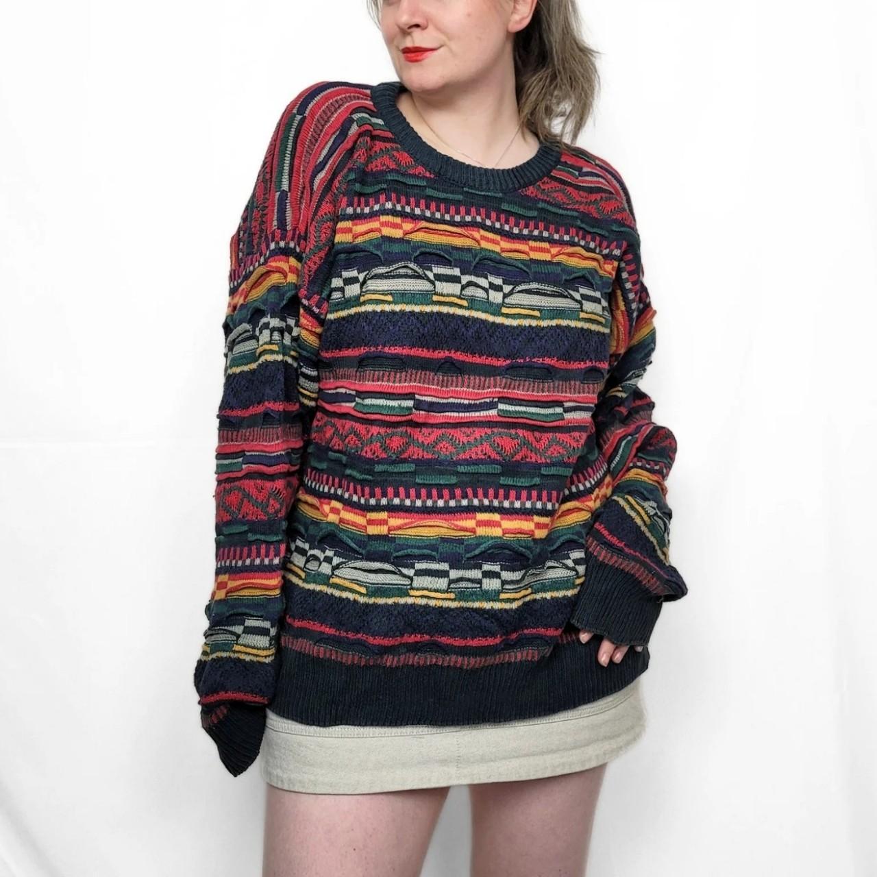 90s Vintage Multicolor Coogi Style Striped Knit Sweater